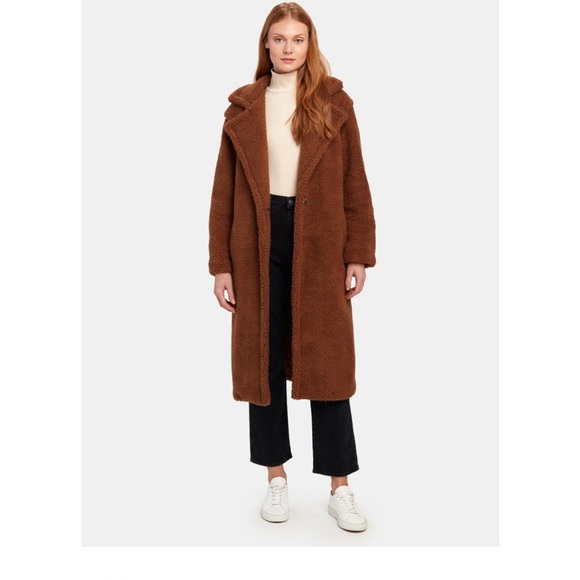 Long Teddy style Coat, Brown - Picture 1 of 12